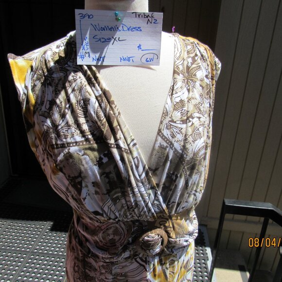#390  WOMEN'S LONG PRINT SUMMER DRESS BY TRIBAL  (SIZE XL) - Picture 2 of 3